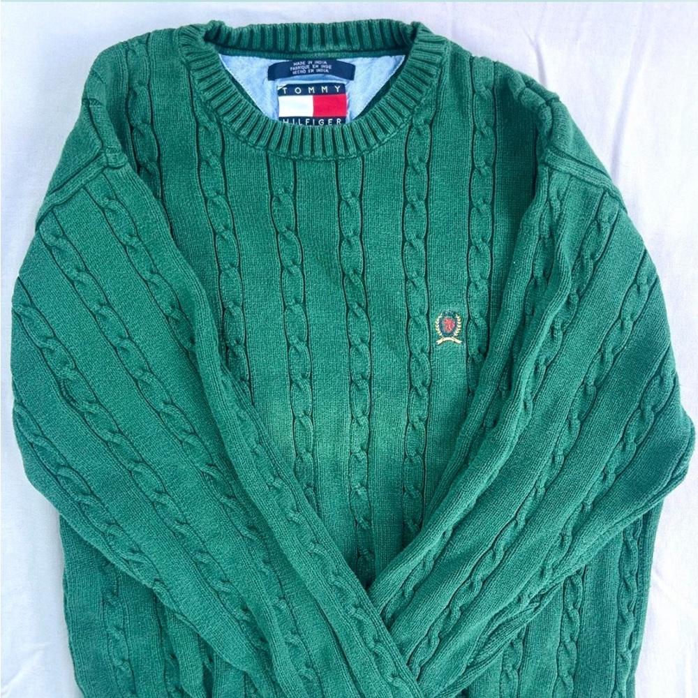 Tommy Hilfiger Men's Green Crewneck Sweater